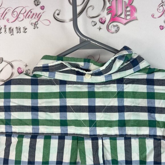 Tommy Hilfiger button up tshirt collared Men's Green and Blue Checkered Shirt - Picture 8 of 12